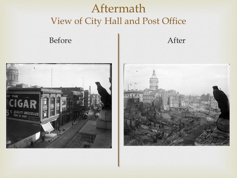 Upper photo is view of Baltimore business district from the south in 1903. Lower
photo is shortly after the fire in Feb. 1904. 